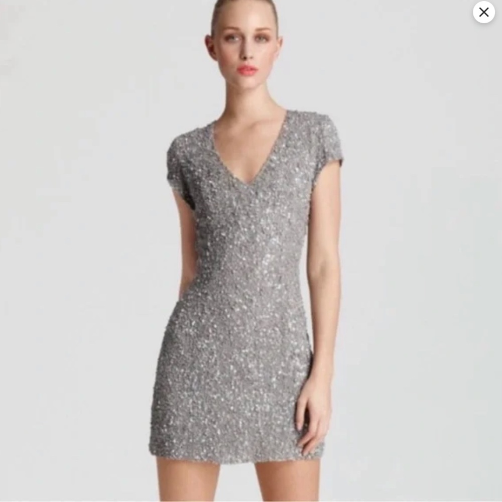 Parker Dress sequin beaded Mini V-Neck Cocktail event evening